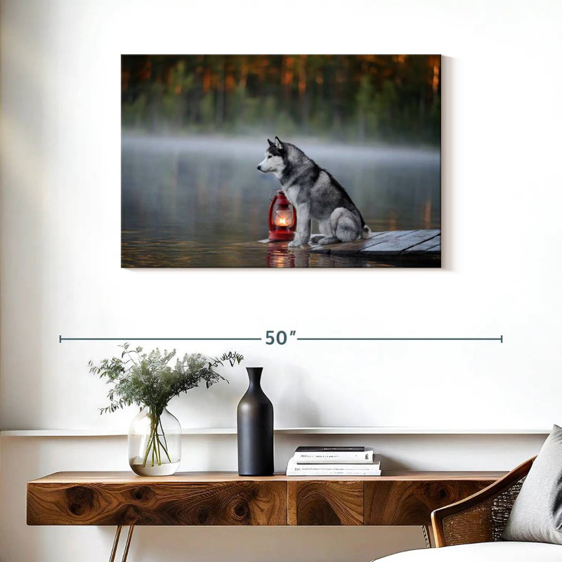 Bramky Husky sur le quai du lac, H 24 po x l 36 po