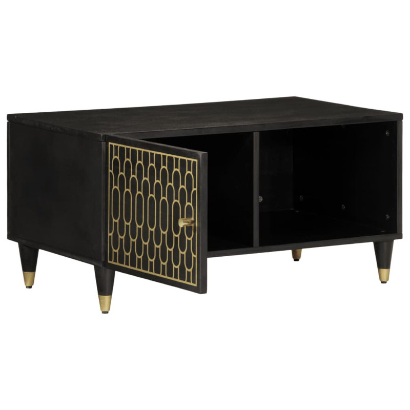 Aelish Coffee Table with Storage, Black/Gold, Black