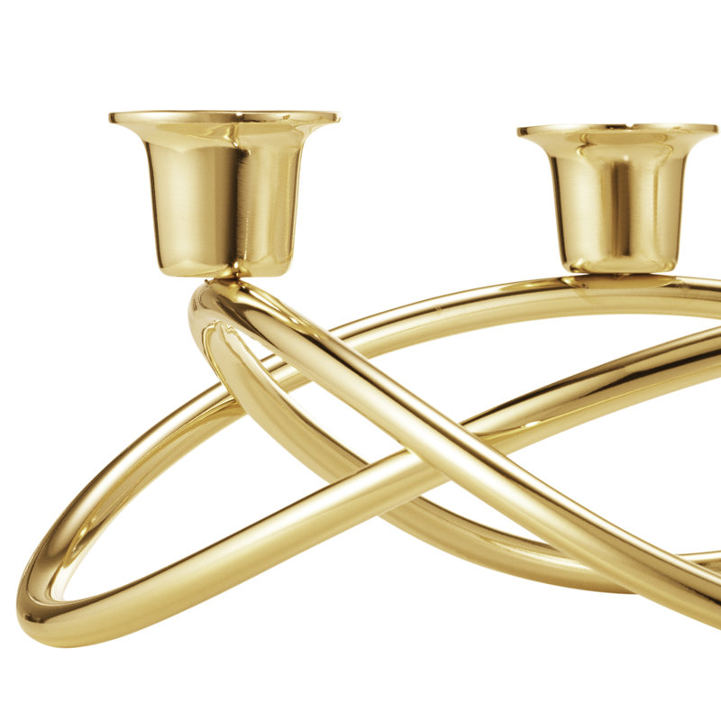 Season 3.54" Stainless Steel Tabletop Candelabra, Gold
