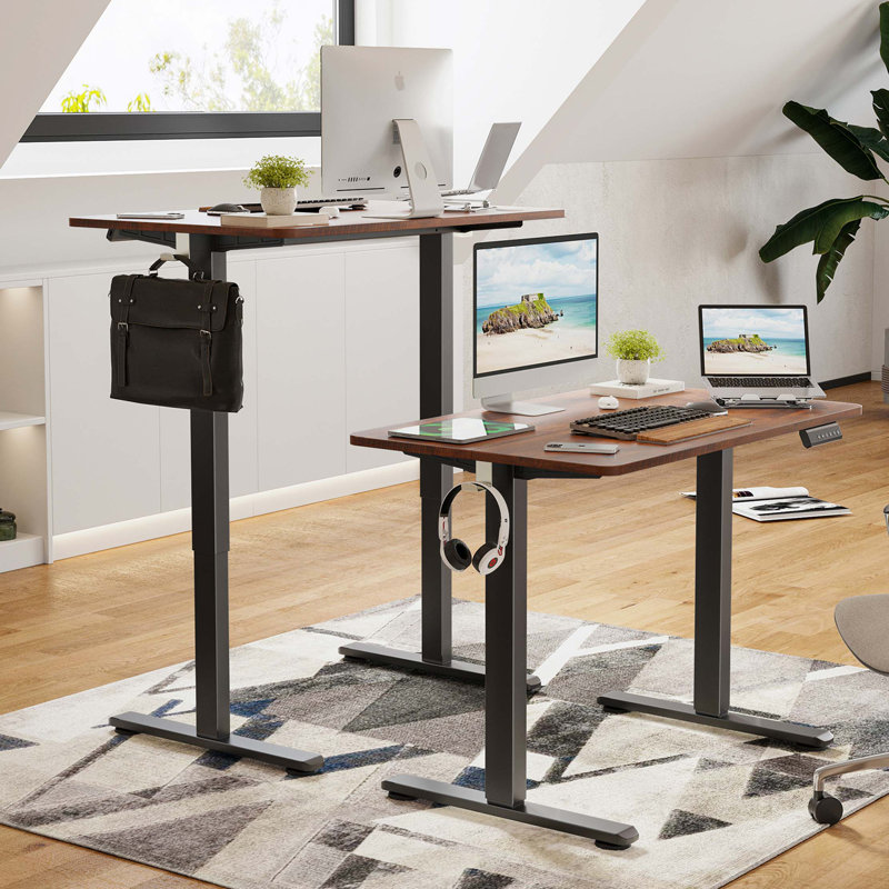 Bureau debout à hauteur ajustable Radke, Brun rustique / noir, L 55,12 po x P 23,62 po