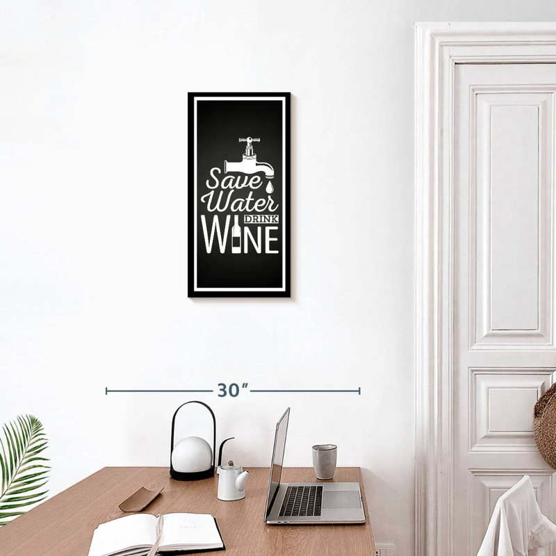 Plaque murale «Save Water Drink Wine», H 24 po x l 12 po