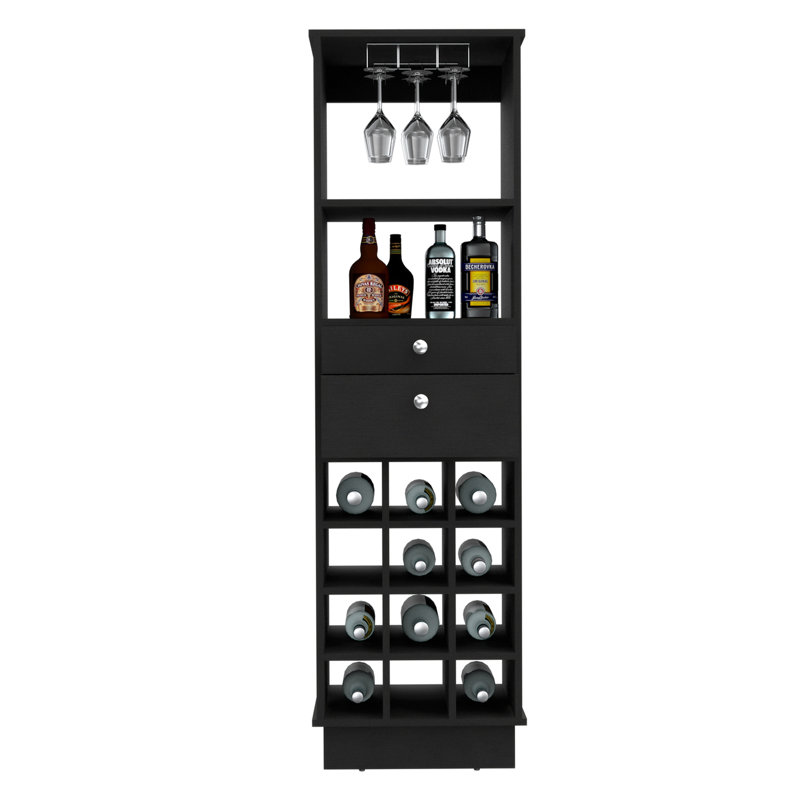 Kimbery Bar Cabinet, Two Drawers, Twelve Wine Cubbies
