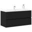 60Cm Wall Mounted Single Bathroom Vanity Base Only in Black Oak