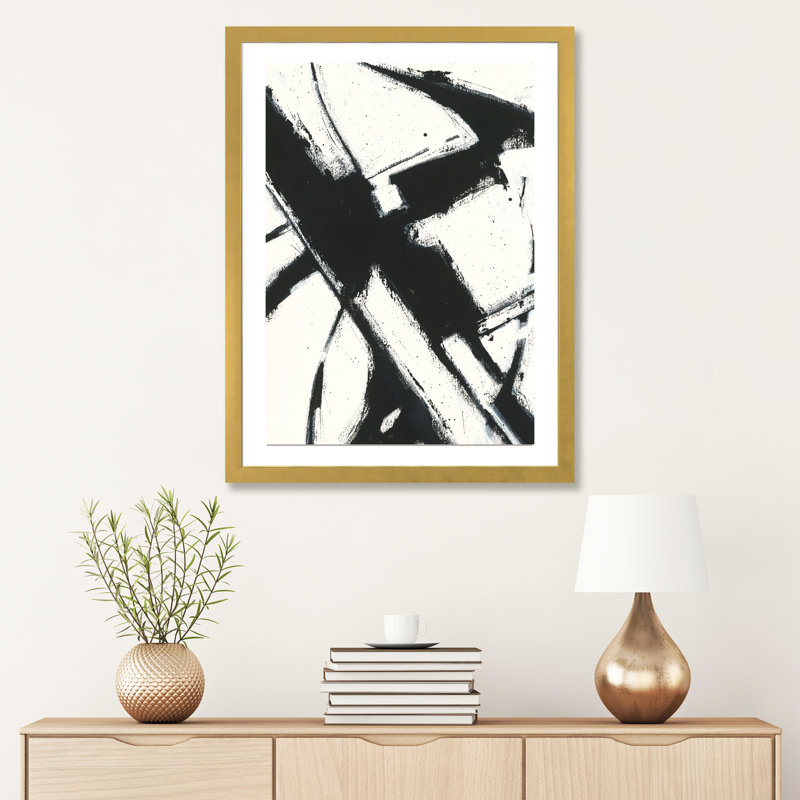 «Expression Abstract I.A» par Shirley Novak - reproduction d'art, H 32 po x l 24 po x P 1 po, Papier encadré doré