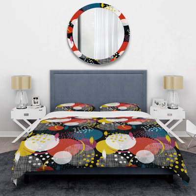 Multicolor Circle Pattern Polyester Geometric Shapes Duvet Cover