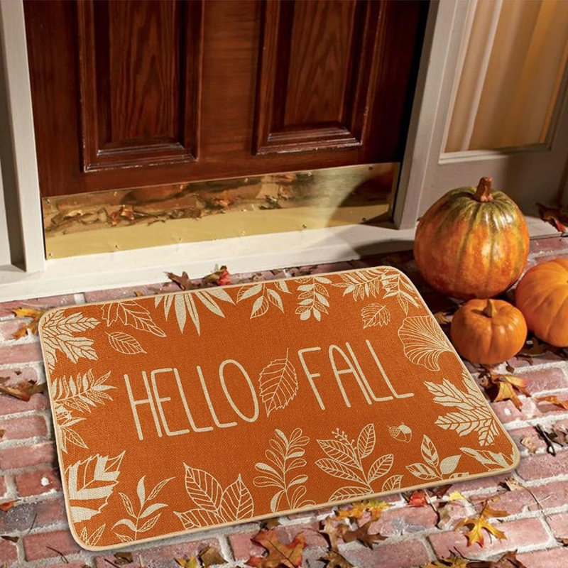 Tapis d'entrée antidérapant 17 po x 29 po Hello Fall Autumn Welcome