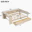 Lit plateforme en bois pleine grandeur avec tablettes de rangement, tiroirs, station de charge et tête de lit tapissier, crème-522716701-522716703
