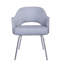 Fauteuil d'invité, lin gris granit, pieds chromés, dossier semi-ouvert
