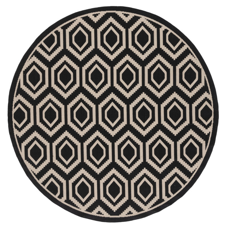 Deedrick Performance Geometric Indoor/Outdoor Area Rug, Round 4'