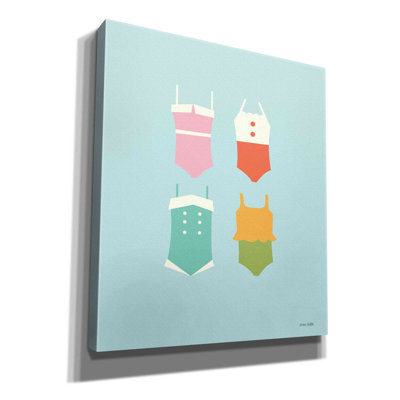 «Summer Bathing Suits Blue» par Ann Kelle Designs, art mural sur toile