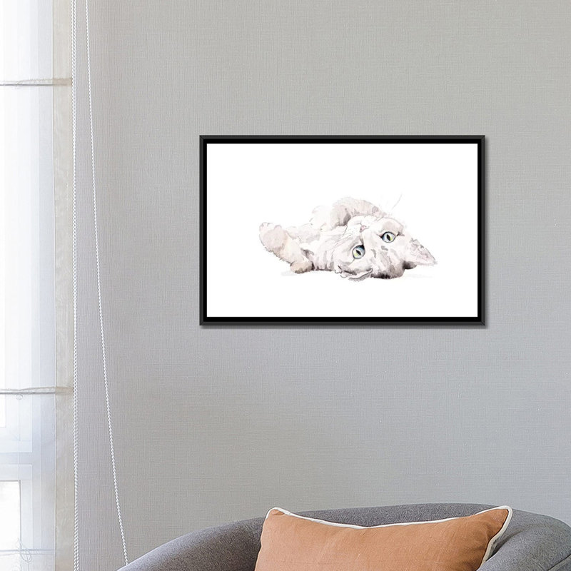 Art sur toile gris, H 18 po x l 26 po x P 1,5 po, Toile avec cadre noir, Non mat
