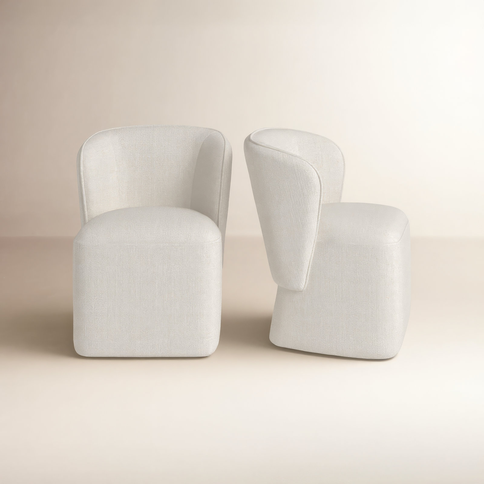 Niha Swivel Dining Chair, Nathan Wheat Tweed