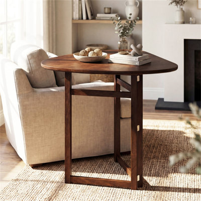 Petite pliante - 31,5 x 31,5 x 29,5 pouces - Panneau de fibres à densité moyenne et bois massif - 1 pièce - Table de salle à manger pliante - Noyer - Pliable pour 2 personnes