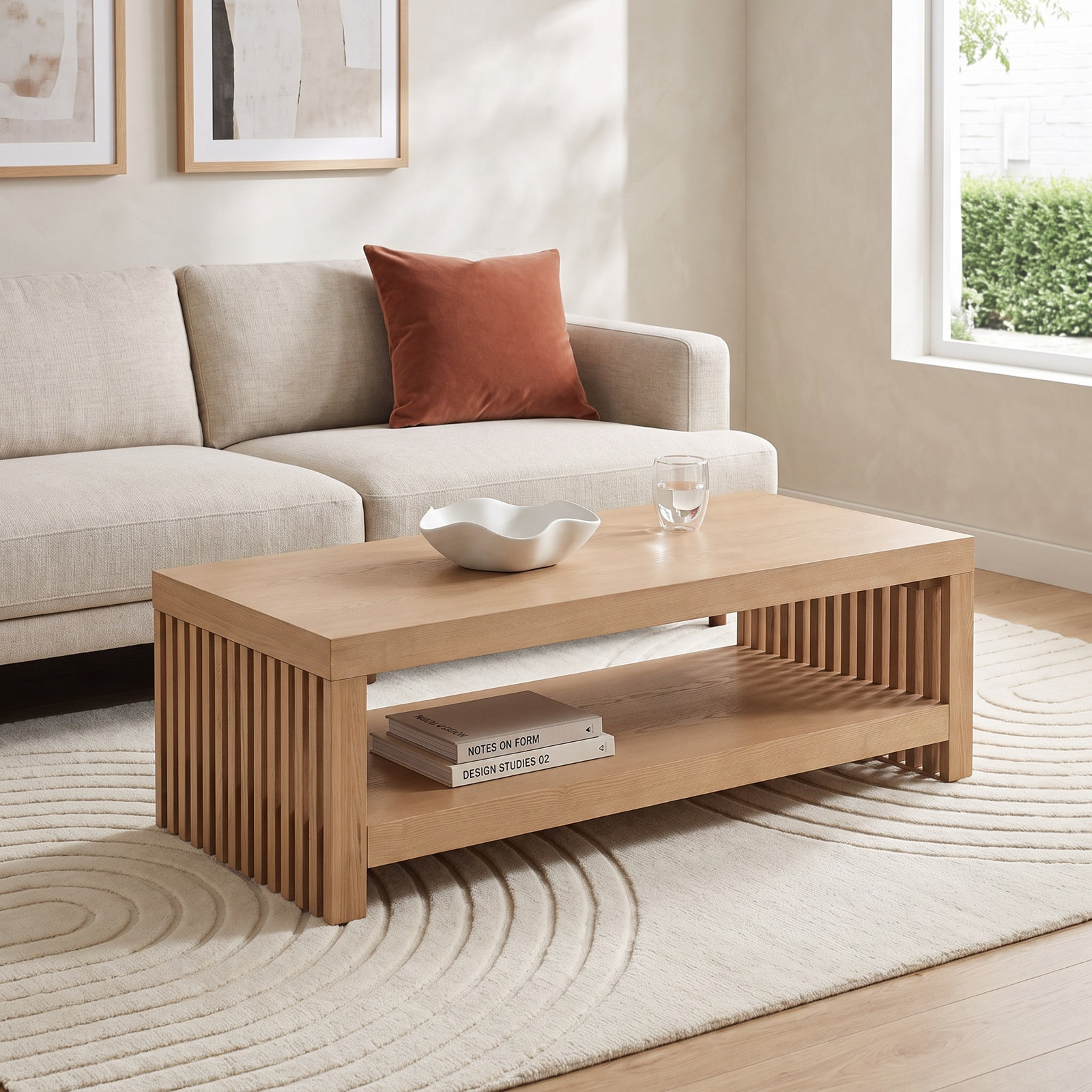 Finnian 54" Coffee Table, Natural Wood