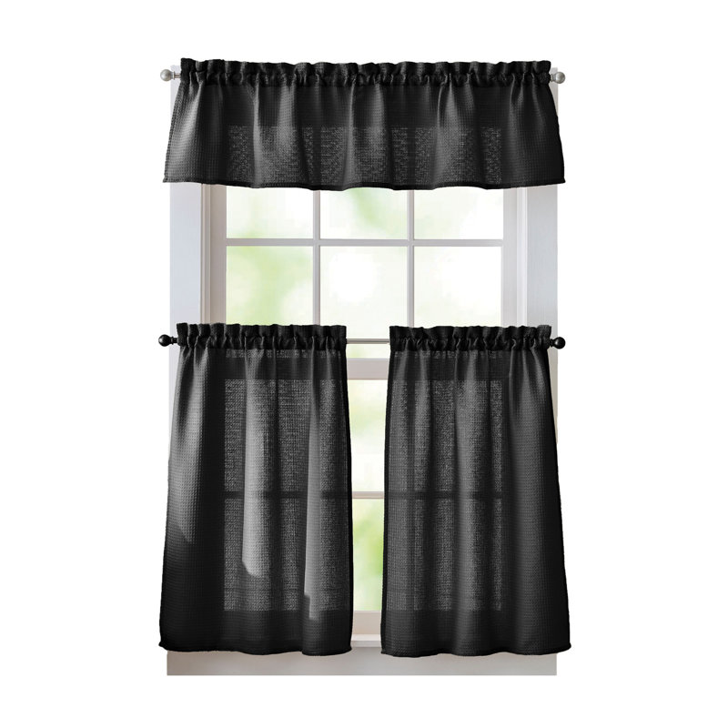  Eldridge Waffle Tier & Valance Set, Black