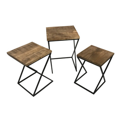 Ensemble de 3 tables carrées recyclées