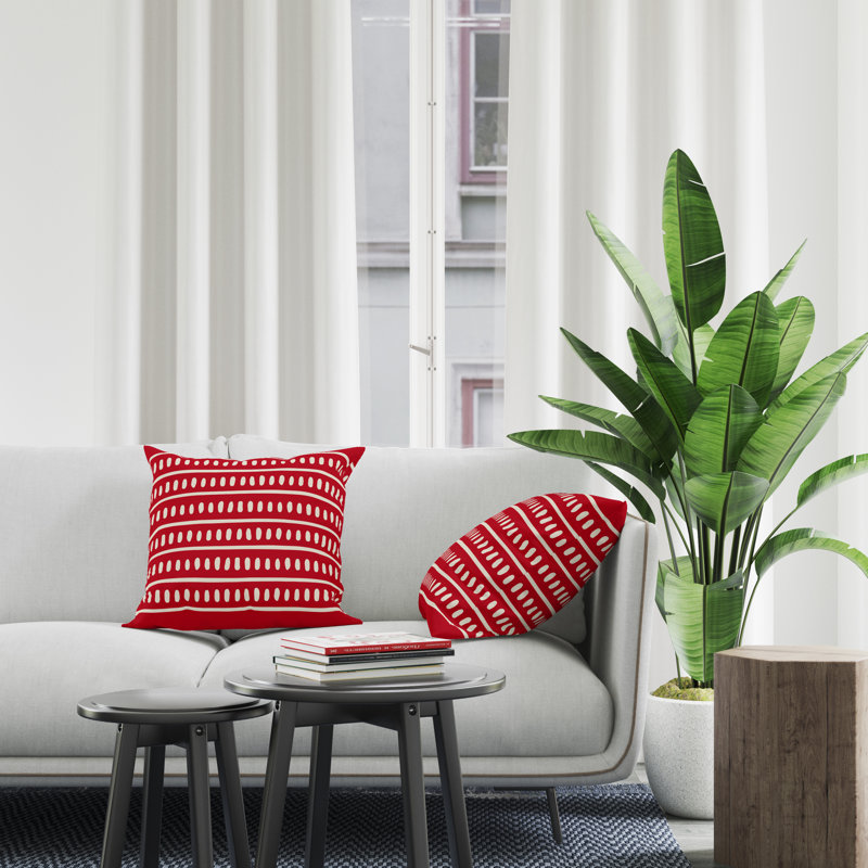 Jeté carré en polyester intérieur / extérieur, L 19 po x H 19 po, Rouge