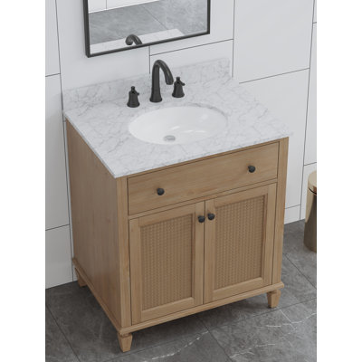 Meuble-lavabo simple 30 po avec lavabo vasque blanc Maxbano Farmhouse