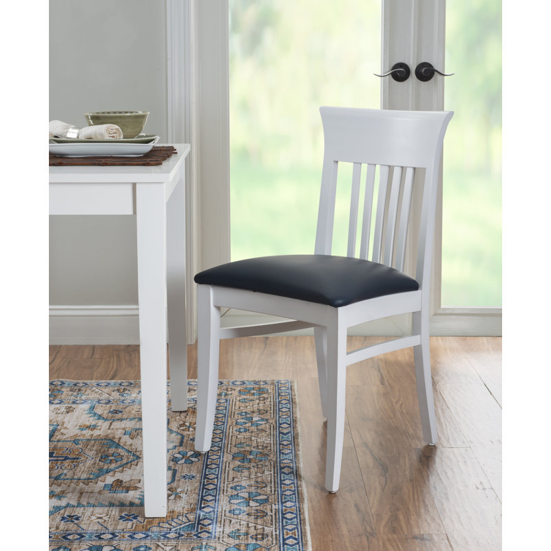 Coastal Cottage Charm White Faux Leather Dining Chairs, Set of 2