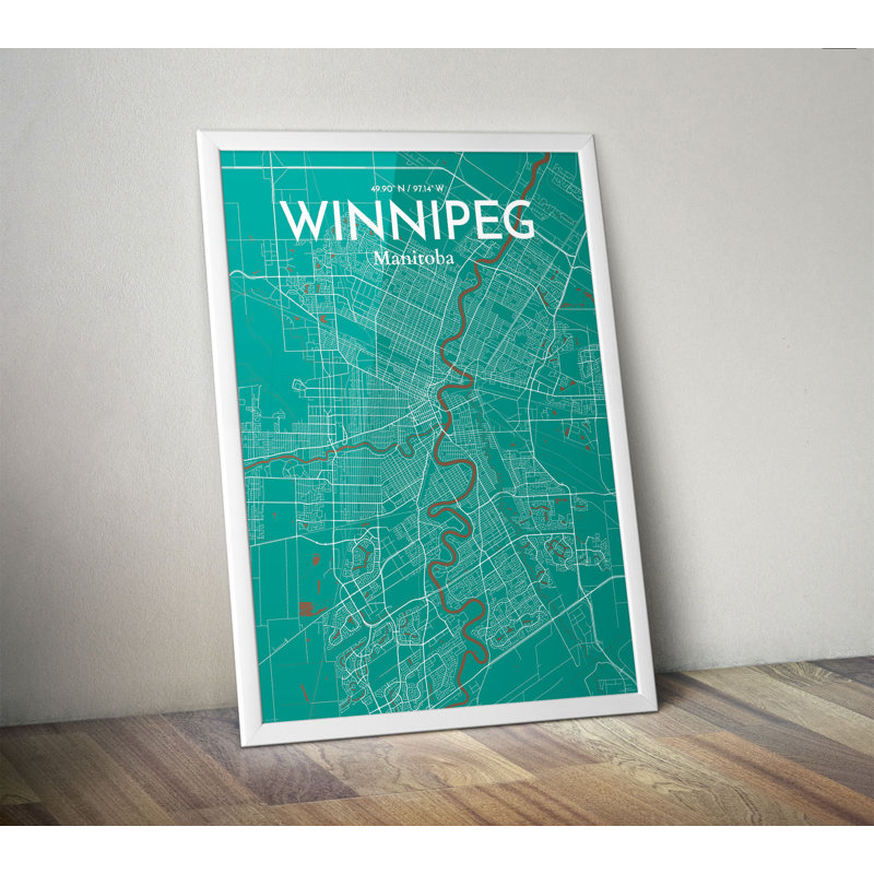 Winnipeg City Map 1 Piece Wall Art, 51 cm H x 41 cm W