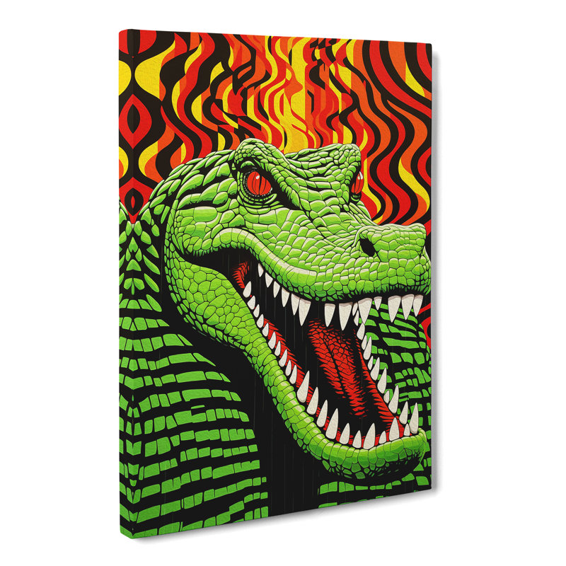 Alligator Op Art - Wrapped Canvas, 76cm H x 50cm W x 3cm D