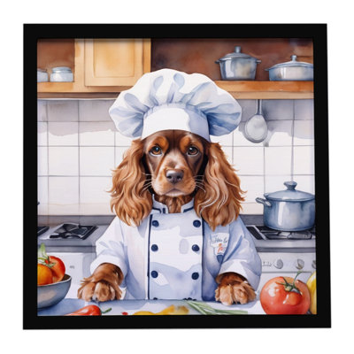 English Cocker Spaniel The Chef Framed Metal Print