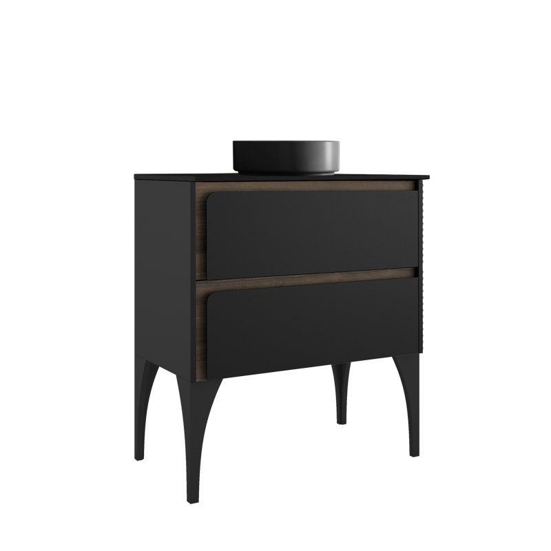 Base de meuble-lavabo simple Cordoba 32 seulement, Noir / bois