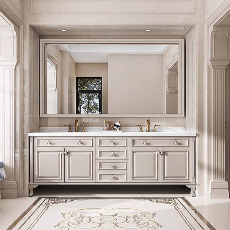 American-style villa luxury bathroom Vanity, 75", Beige