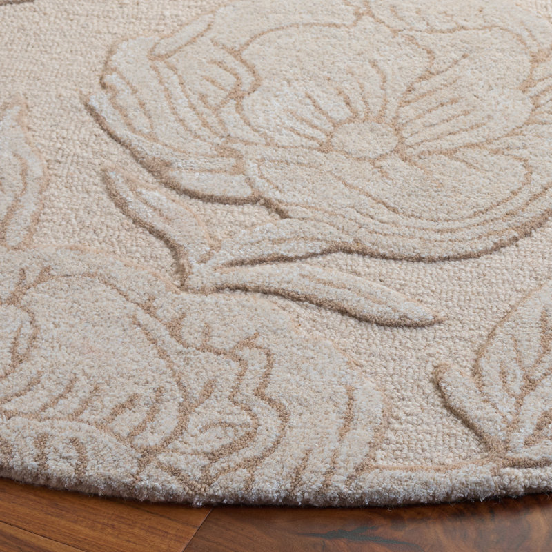 Laine touffetée à la main Glamour Viscose Tapis d'intérieur floral en coton, Rond 6 pi