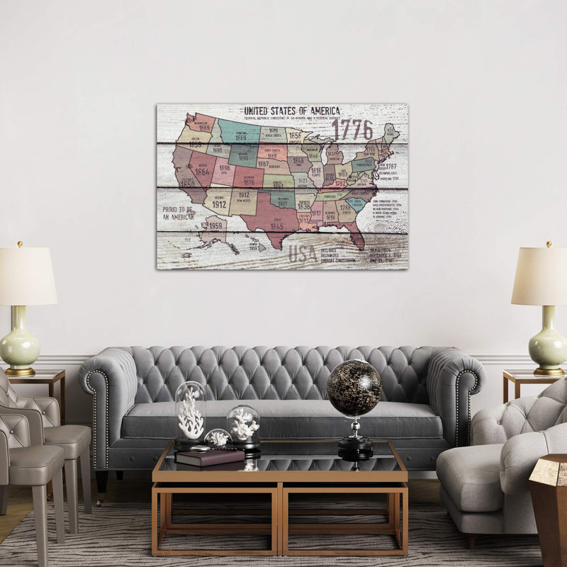 The United States Of America Map III by Irena Orlov - No Frame Print on Canvas, 66.04 cm H x 45.72 cm W x 3.175 cm D