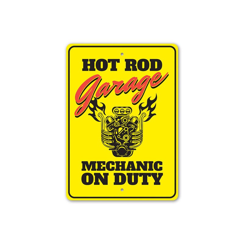 Enseigne en aluminium Hot Rod, H 14 po x l 10 po x P 0,04 po