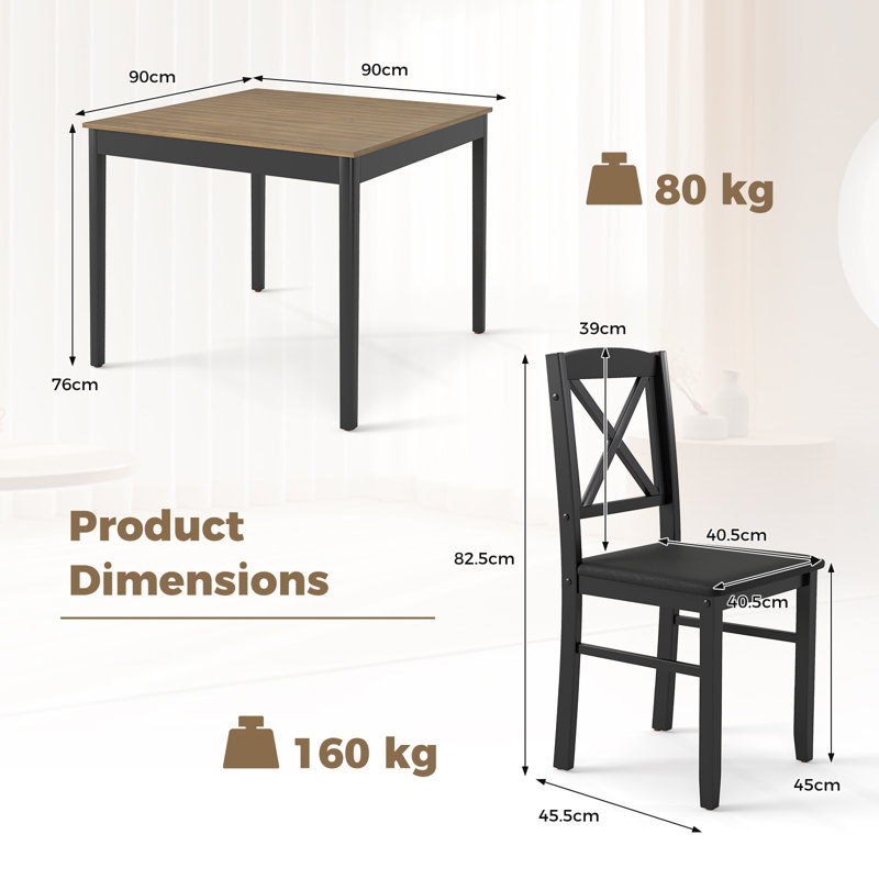 Dining Set, Black, Brown/Black