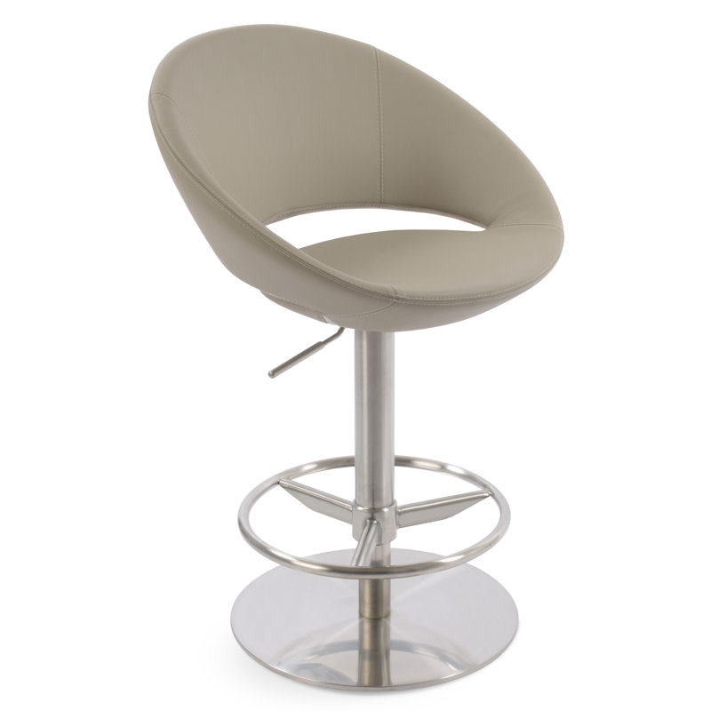 Tabouret à piston Crescent, Similicuir os