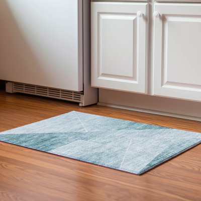 Premium Machine Washable Prisco Teal Rug