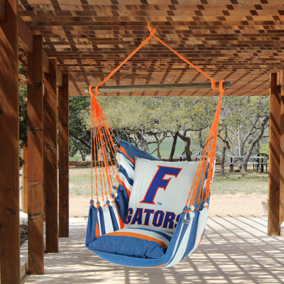 Fauteuil suspendu hamac orné du logo des Florida Gators, orange et bleu.