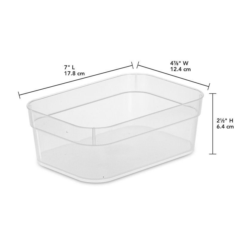 Plateau de rangement moyen pour rangement de bureau et de tiroirs Sterilite, transparent, paquet de 48