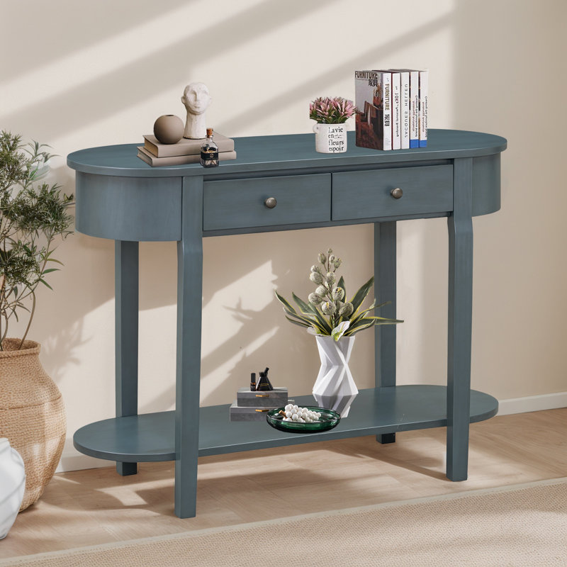 Console Table With Curved Design, Navy
