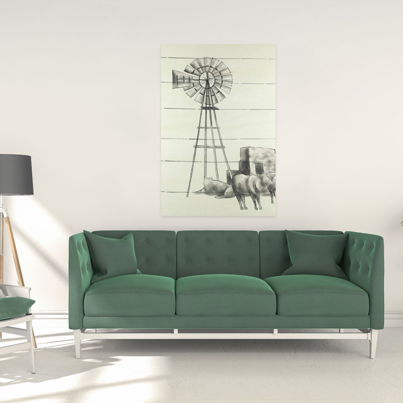Toile rétro vintage avec moulin à vent Texas - décoration intérieure