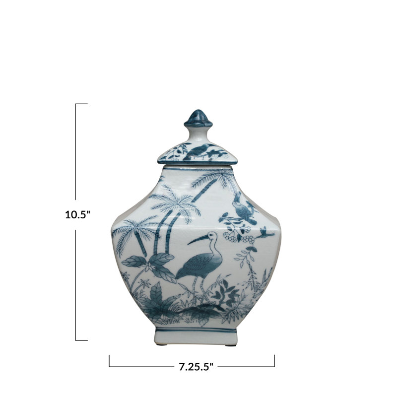 Ceramic Jar W Birds