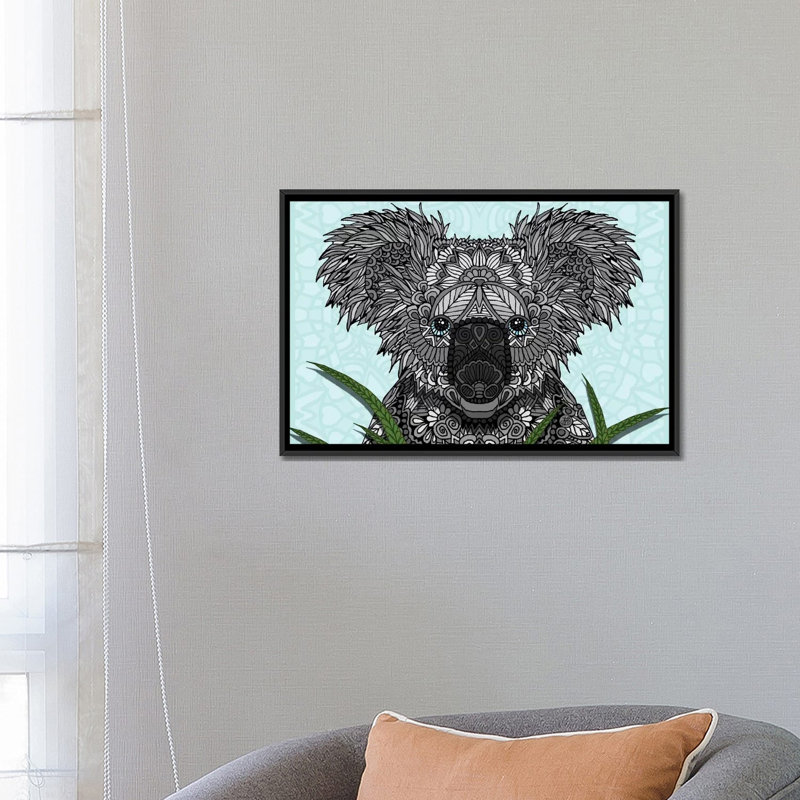 « koala », impression sur toile tendue, H 18 po x l 26 po x P 1,5 po, Toile avec cadre noir, Pas de tapis