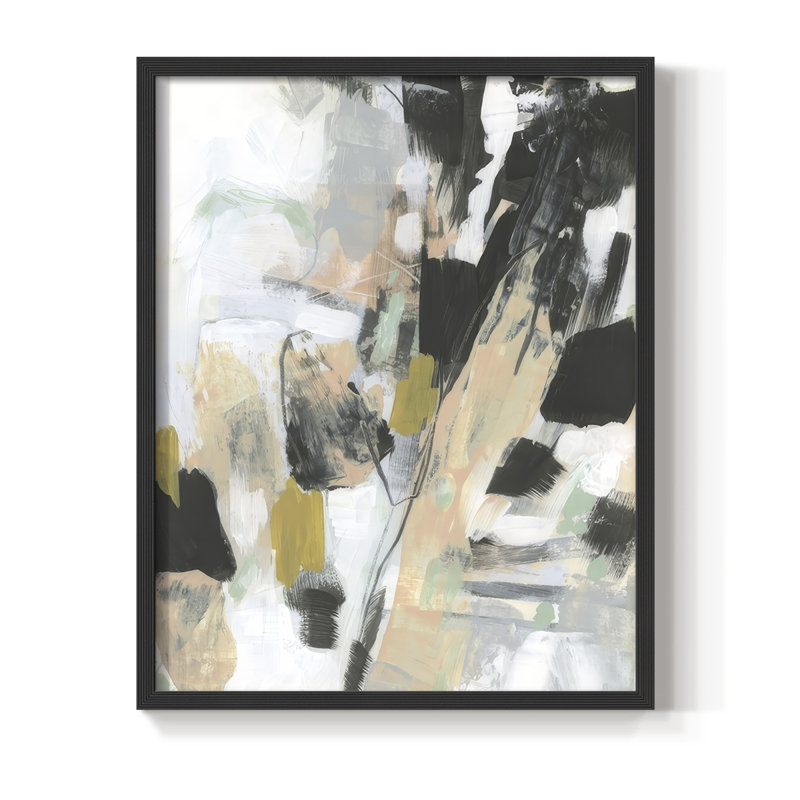 Rose Granite II Framed Print - Solid Wood, Black, 15" H x 12" W