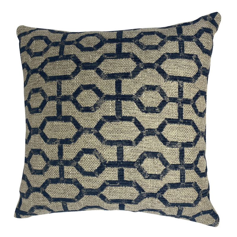Oreiller carré en mélange de duvet géométrique, Brun clair, 24" X 24"