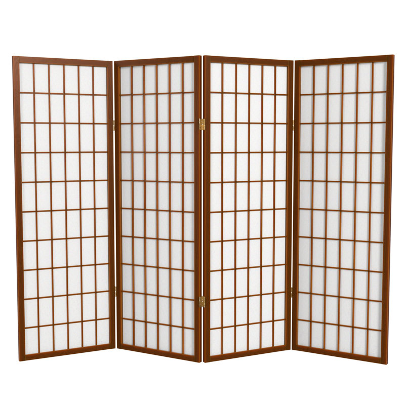 Écran court Shoji 50,75 "Alex, Noyer, 4 panneaux