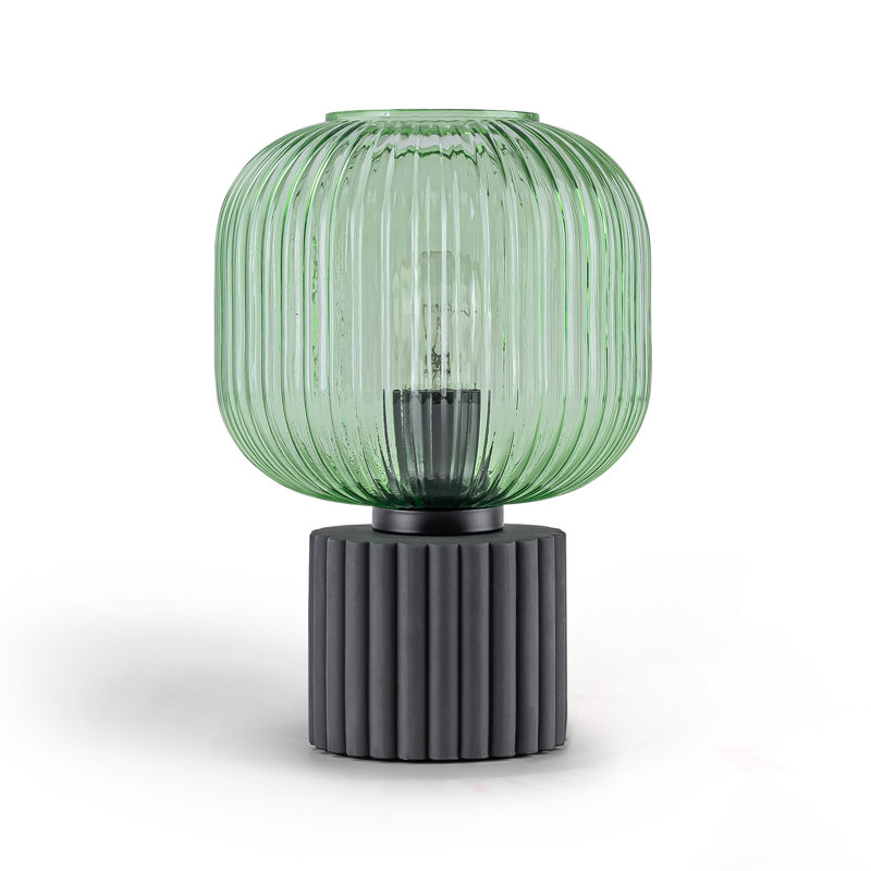 Concrete Table Lamp With Green Glass