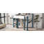 Lit mezzanine double en bois avec tablettes de rangement intégrées, tringles à vêtements et bureau-712444652
