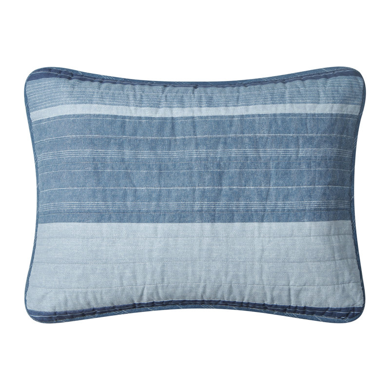 Coastal Stripe Twin Cotton Quilt Set with Reversible Design - Blue