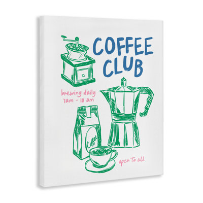 Café vert et bleu sur toile, par JJ Design House LLC