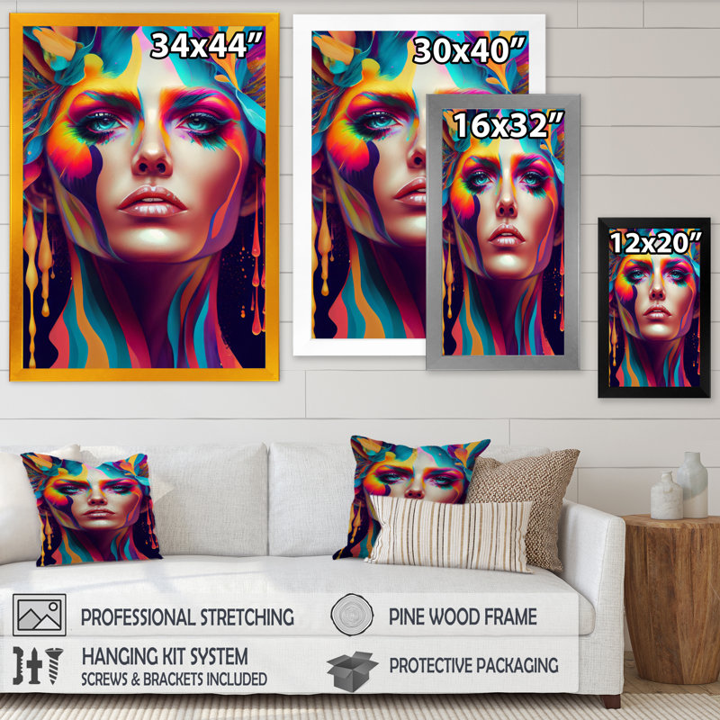 «Avant Garde Feather Sensual Portrait V», impression sur toile, Cadre photo noir, H 32 po x l 16 po x P 1 po