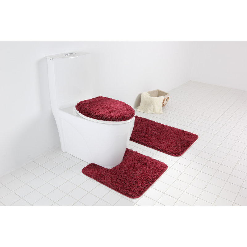 Saveion Non-Slip Bath Rug, Burgundy