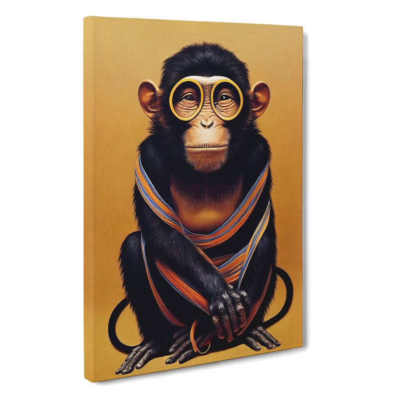 Young Monkey No.1 - Wrapped Canvas, 50cm H x 35cm W x 3cm D